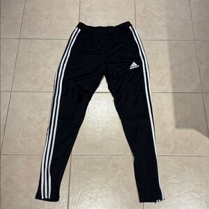 Adidas Kids Black Joggers with White Stripes